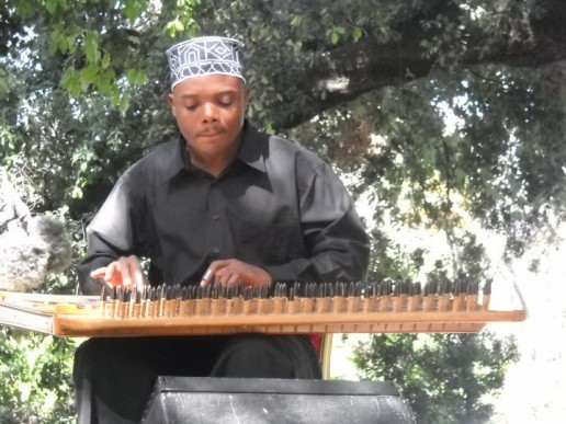 Rajab Sjuleiman, musical director of the Culture Musical Club of Zanzibar, playing here with the Shakila and Rajab Suleiman Qanun Trio.